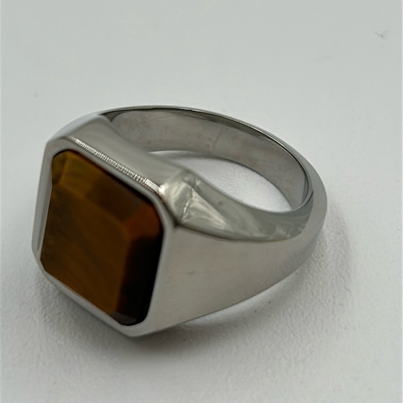 2139- Tiger Eye Natural Gemstone Handmade Men's Ring Size 10.5 NWT - Picture 2 of 7
